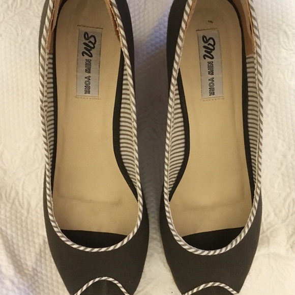 Retro Vintage Canvas Stripe Espadrille Wedges Sz 9 - Picture 2 of 6